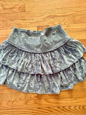 Aerie Velvety Tiered Mini Skirt Olive Green Jewel Tone XL